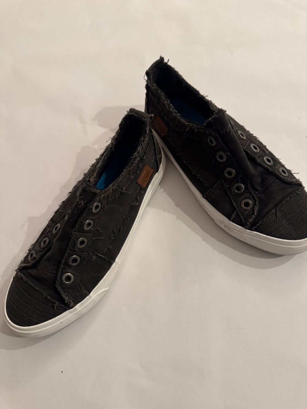 Malibu Black Canvas Slip-On with Brown Leather Logo Patch
